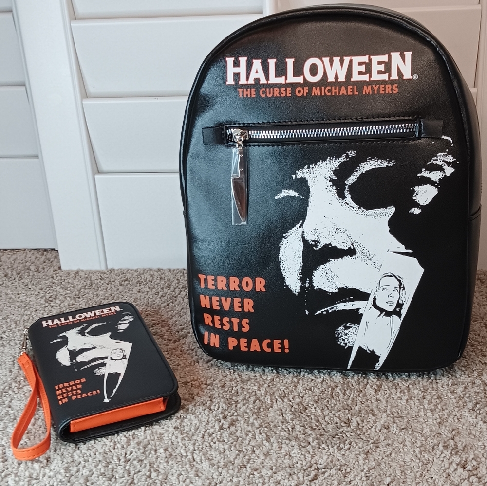 New Michael Myers Bioworld Mini Backpack And Matching Wallet, Halloween